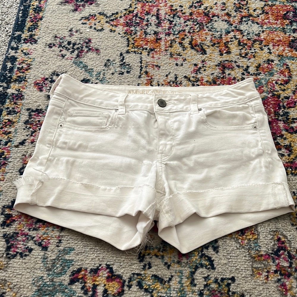 White, jean shorts, size 10